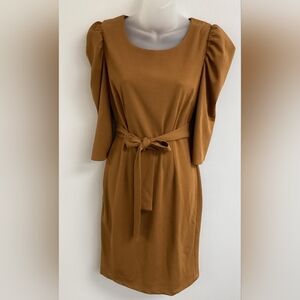 New York & Company Tan Long Sleeve Dress